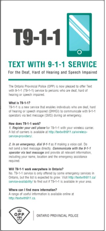 Text with 9-1-1 Service for Deaf, Hard of Hearing & Speech Impaired